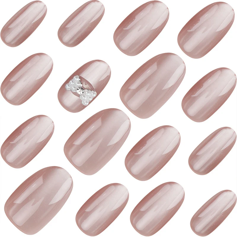 Elegant Press-On Nail Set with Gemstone Accents Stornfield