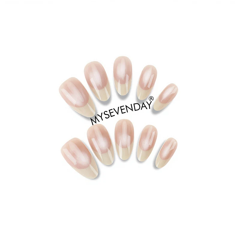 Elegant Press-On Nail Set with French Tip Design Stornfield