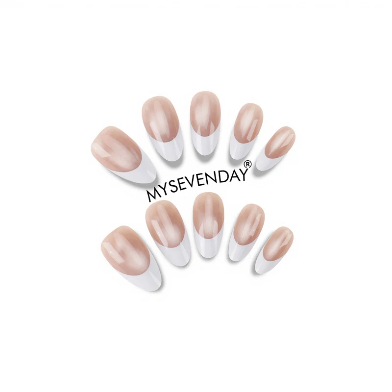 Elegant Press-On Nail Set with French Tip Design Stornfield
