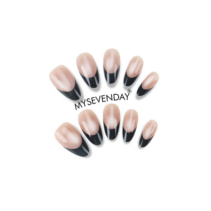 Elegant Press-On Nail Set with French Tip Design Stornfield