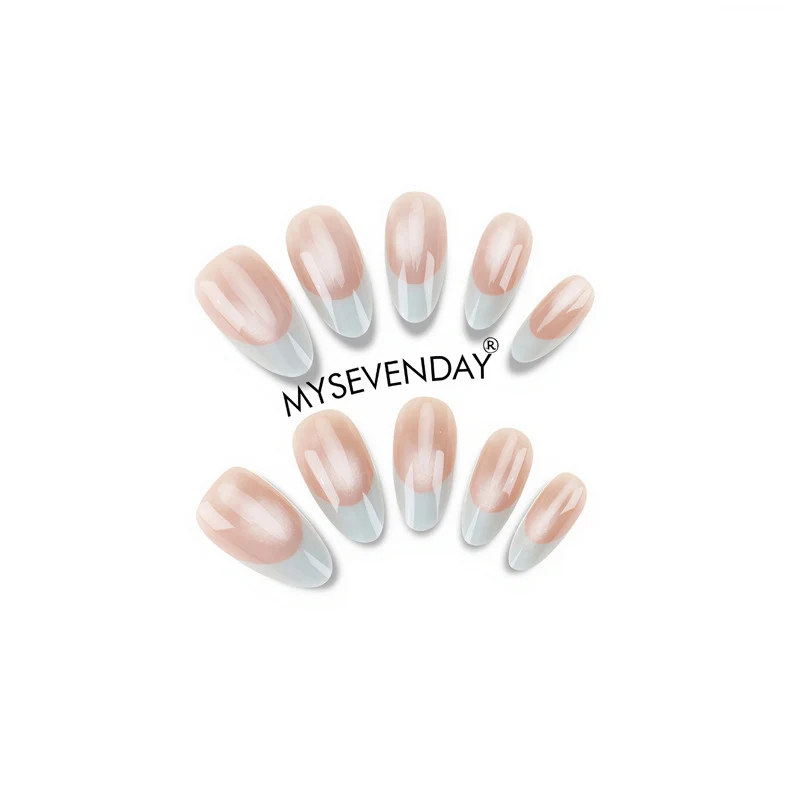 Elegant Press-On Nail Set with French Tip Design Stornfield