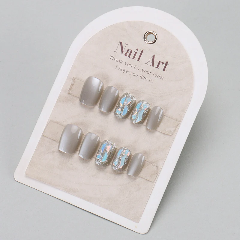 Elegant Press-On Nail Set with Artistic Designs Stornfield