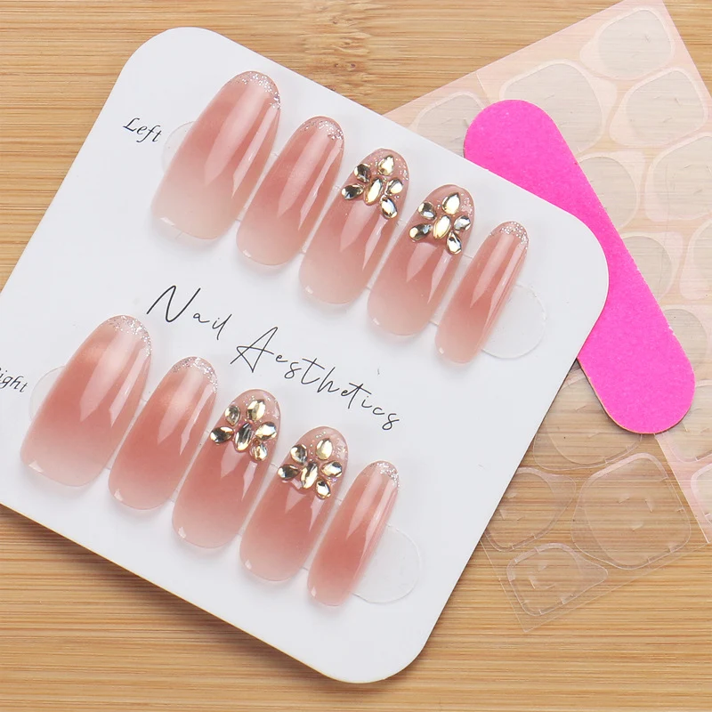 Elegant Press-On Nail Extensions with Floral Accents Stornfield