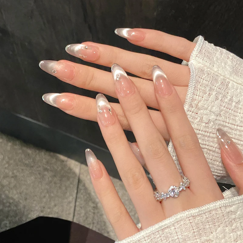 Elegant Ombre Stiletto Press-On Nails with Sparkling Accents Stornfield