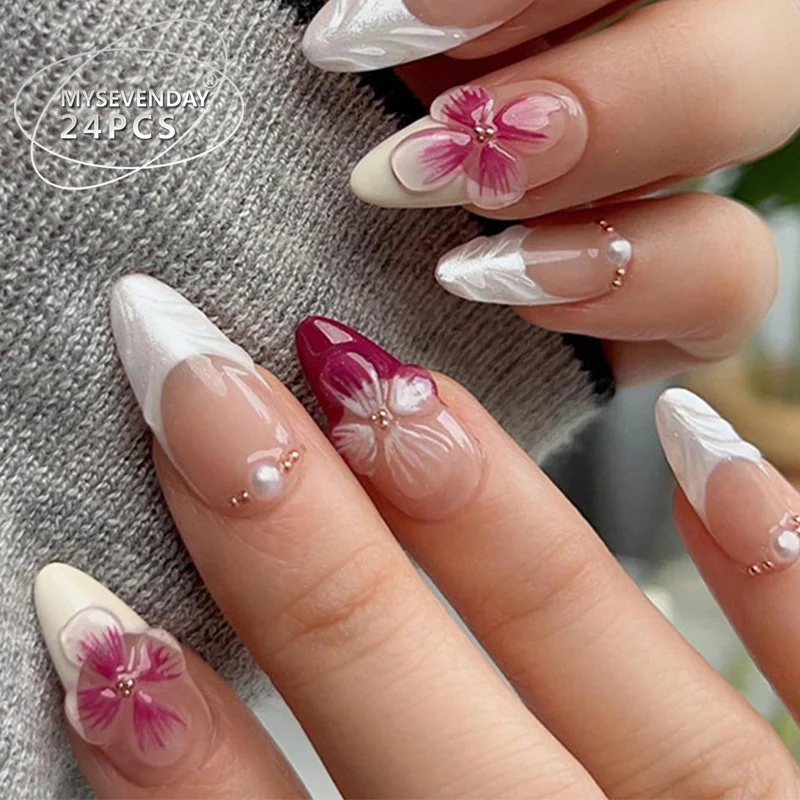 Floral Design Stiletto Press-On Nails Stornfield
