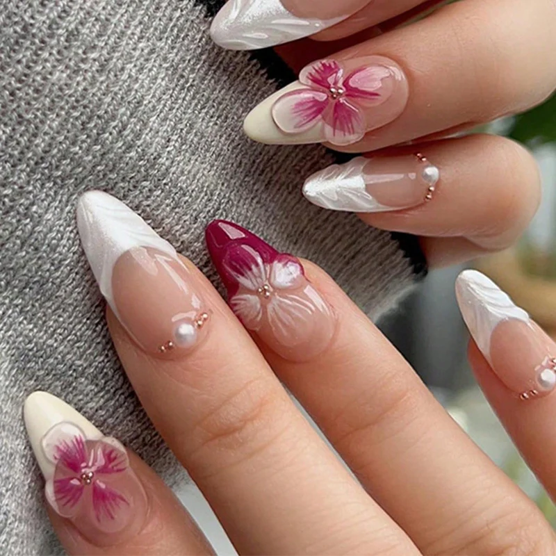 Floral Design Stiletto Press-On Nails Stornfield