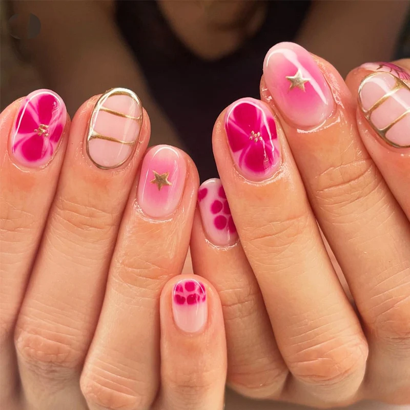 Floral Design Press-On Nail Art Set Stornfield