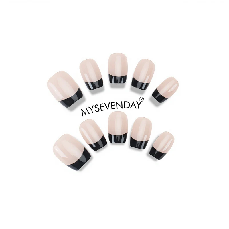 Elegante French Tip Drucknägel mit hochglänzendem Finish Karnz
