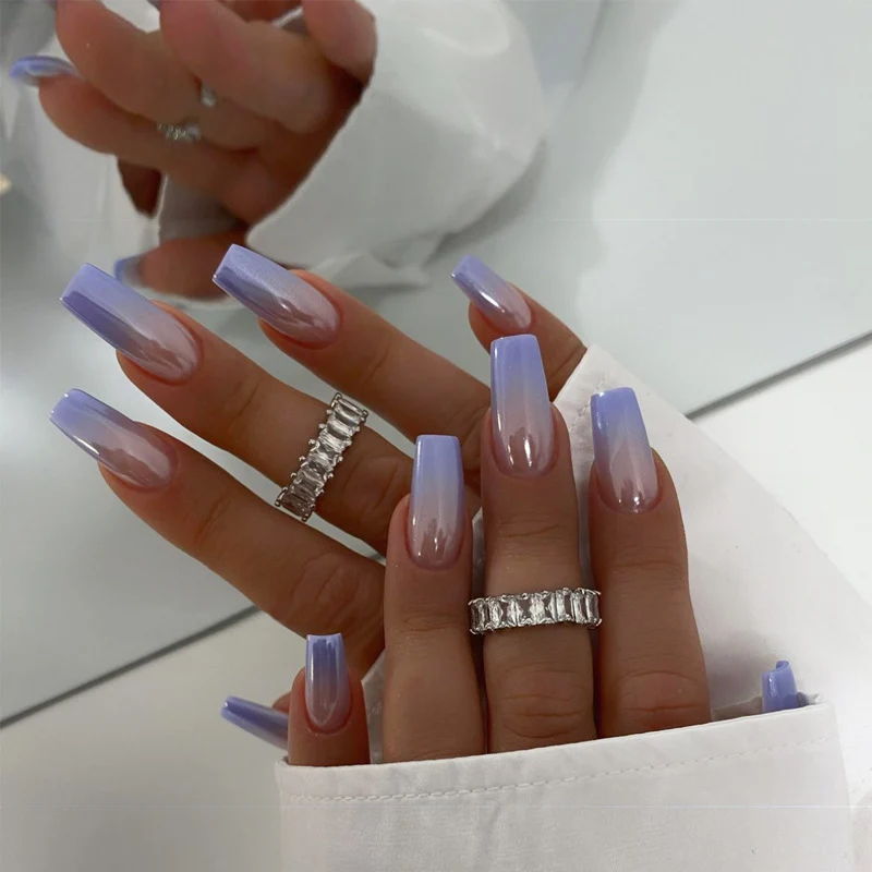 Elegant Ombre Long Press-On Nails Stornfield