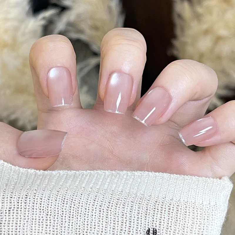 Elegant Natural Glossy Press-On Nail Set Stornfield