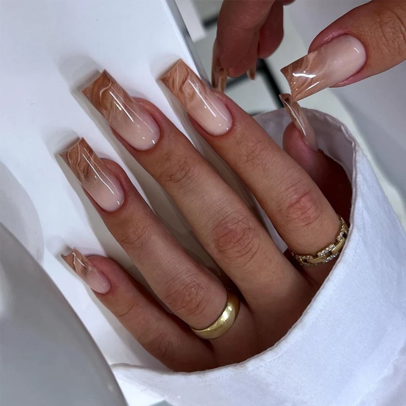 Elegant Marbled Press-On Nail Extensions Stornfield