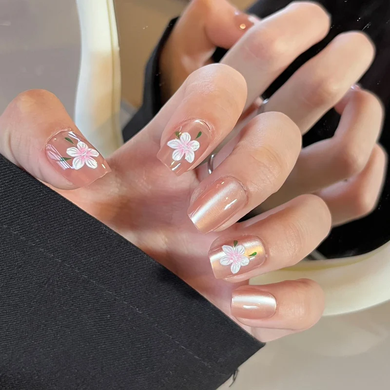 Elegant Long Press-On Nails Set with Artistic Tips Stornfield