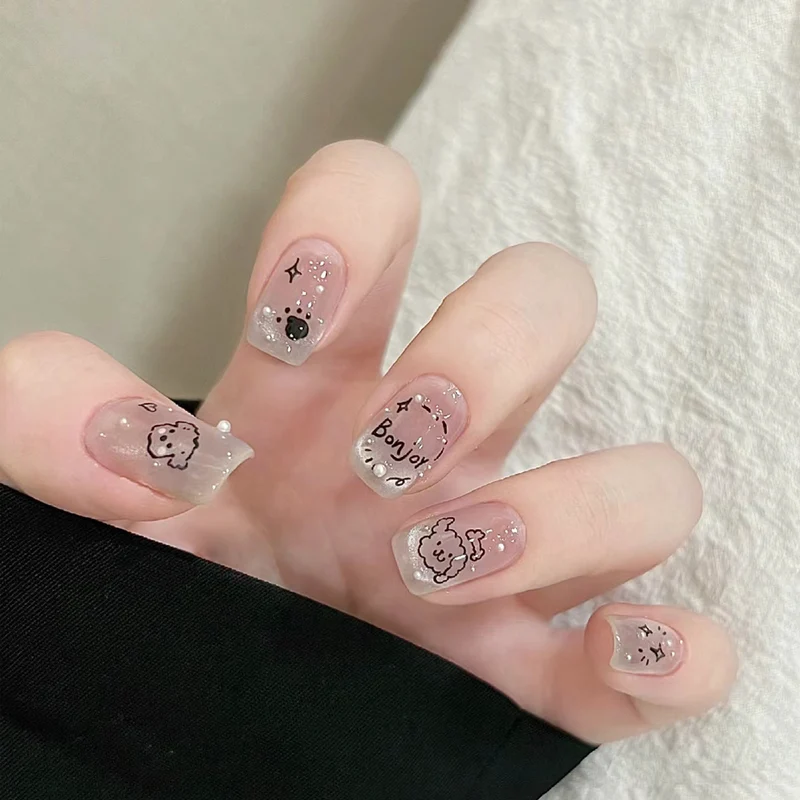 Elegant Long Press-On Nails Set with Artistic Tips Stornfield