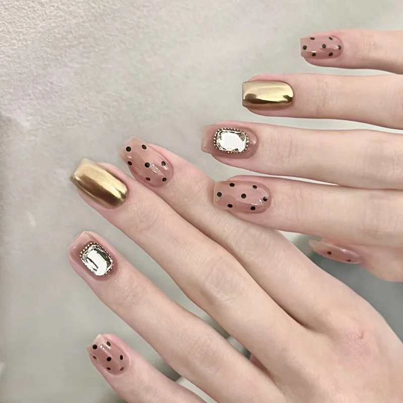 Elegant Long Press-On Nails Set with Artistic Tips Stornfield