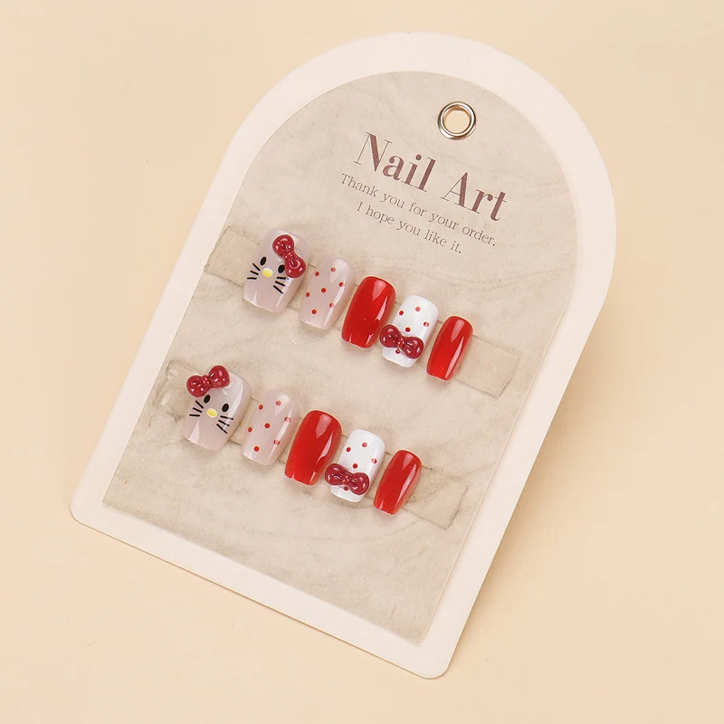 Elegant Long Press-On Nails Set with Artistic Tips Stornfield
