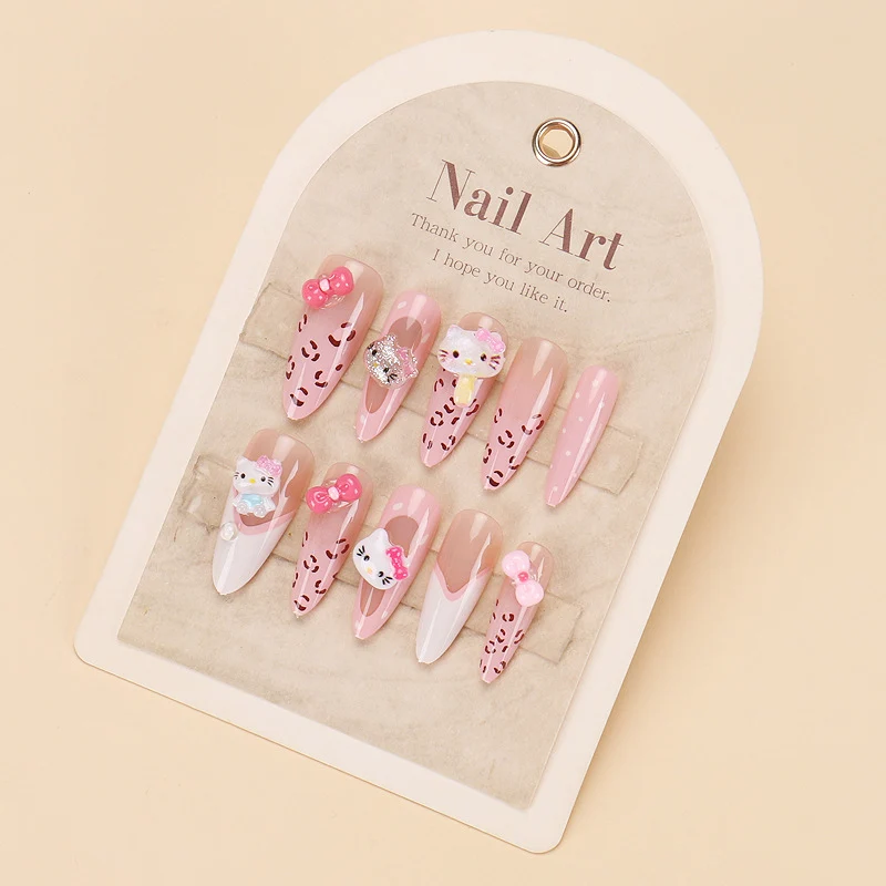 Elegant Long Press-On Nails Set with Artistic Tips Stornfield