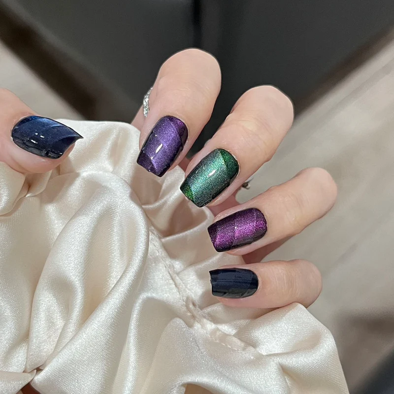 Elegant Long Press-On Nails Set with Artistic Tips Stornfield