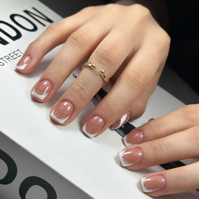 Elegant Long Press-On Nails Set with Artistic Tips Stornfield