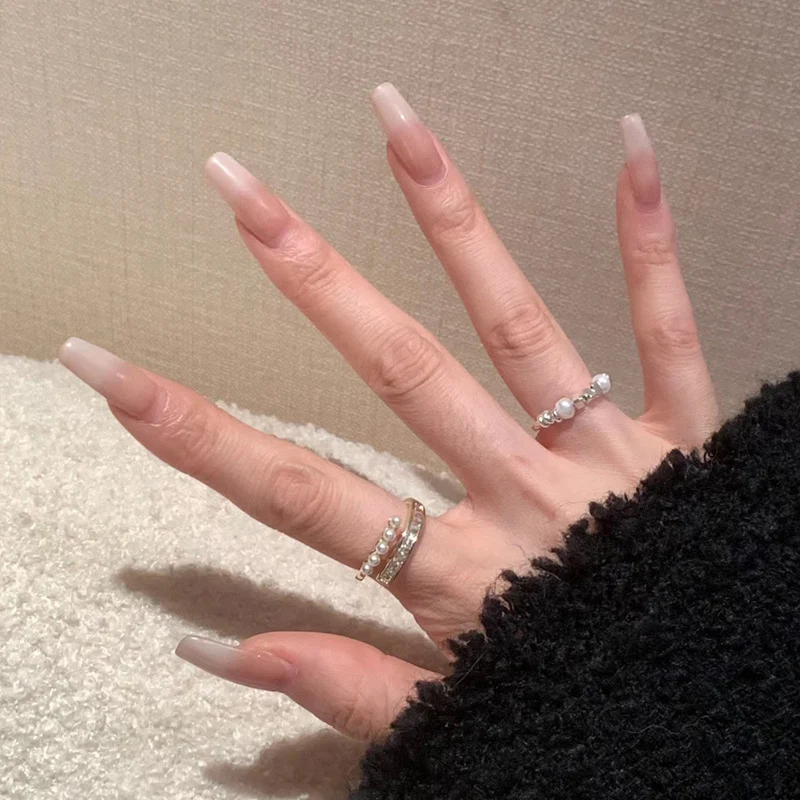 Elegant Long Coffin-Shaped Press-On Nails Stornfield
