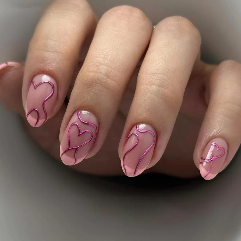 Elegant Heart-Designed Press-On Nail Tips Stornfield