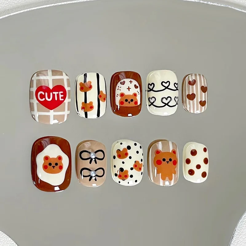 Themed Nail Art Press-On Nails with Cute Character and Bow Designs Stornfield