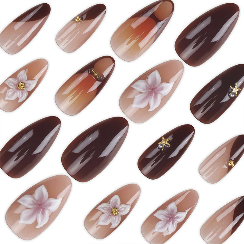 Floral Design Artistic Press-On Nails Stornfield