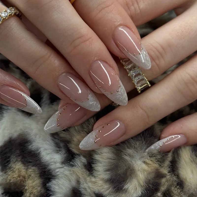 Elegant Stiletto Press-On Nails with Gold Accents Stornfield