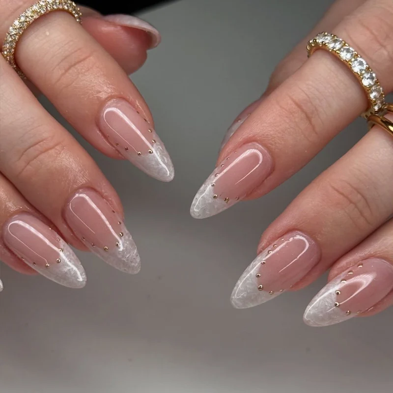 Elegant Stiletto Press-On Nails with Gold Accents Stornfield