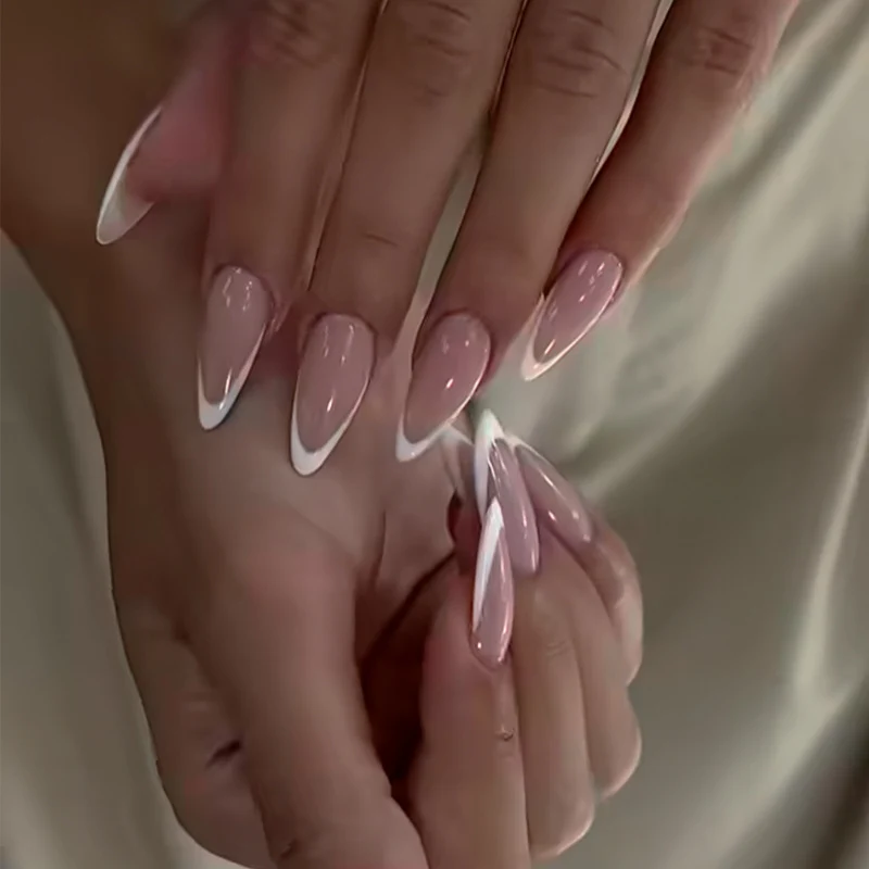 Elegant Stiletto Press-On Nails with French Tip Design Stornfield
