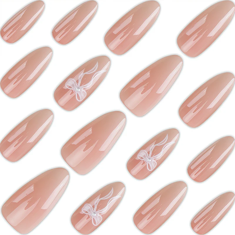 Elegant Stiletto Press-On Nails with Bow Design Stornfield
