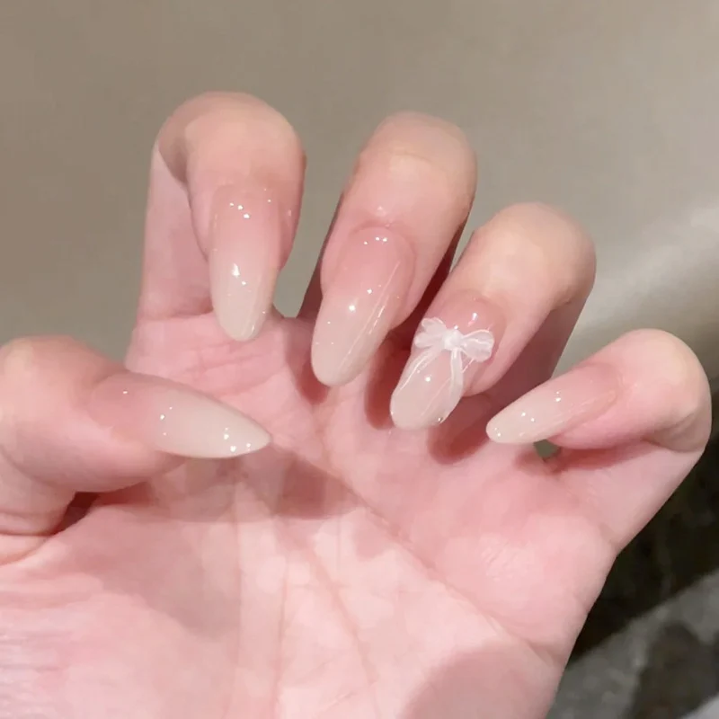 Elegant Stiletto Press-On Nails with Bow Design Stornfield