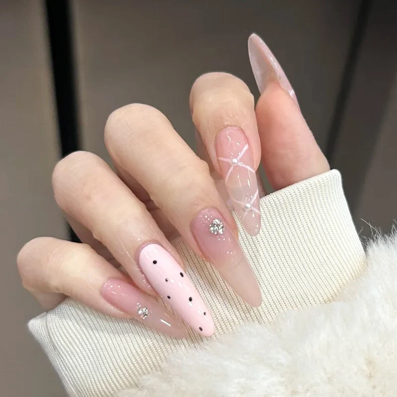 Elegant Stiletto Press-On Nails with 3D Decorations Stornfield