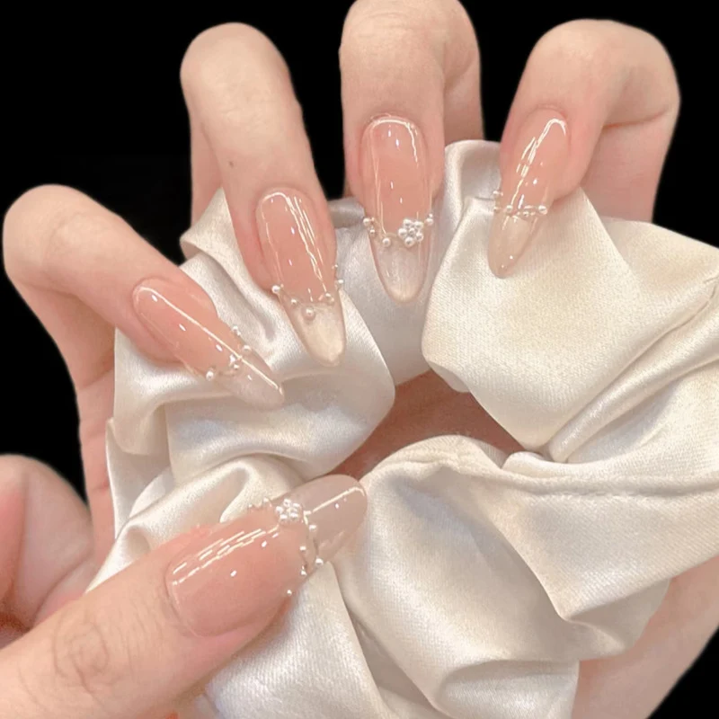 Elegant Stiletto Press-On Nail Tips with Pearl Accents Stornfield