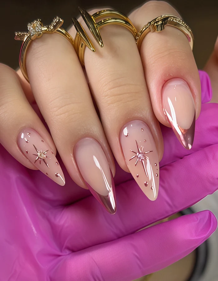 Elegant Stiletto Press-On Nail Set with Star Accents Stornfield