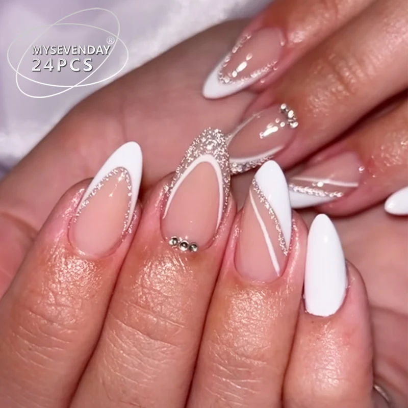 Elegant Stiletto Press-On Nail Set with Rhinestone Accents Stornfield