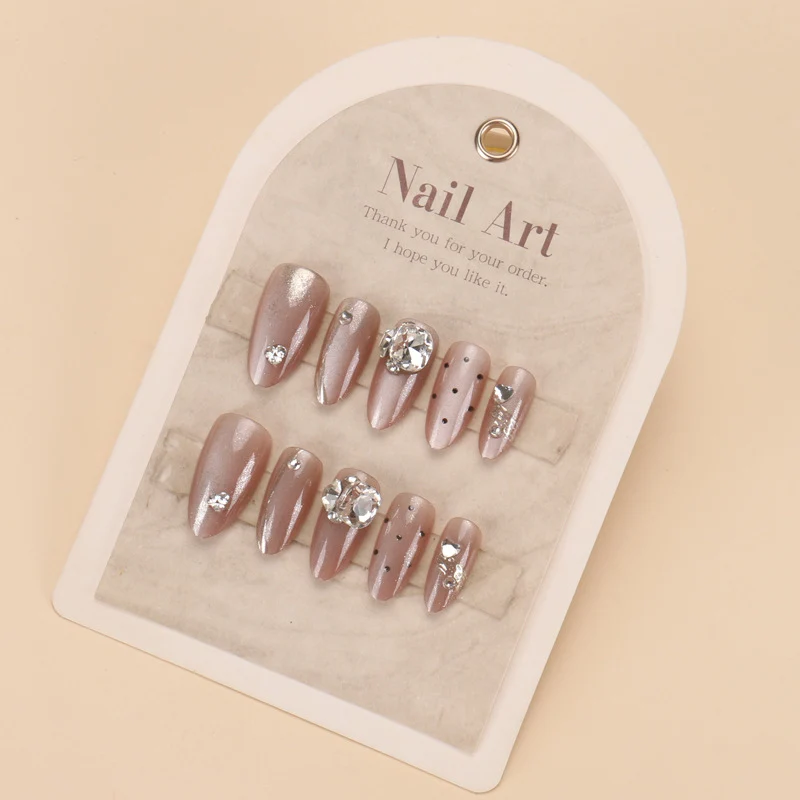 Elegant Stiletto Press-On Nail Set with Crystal Accents Stornfield