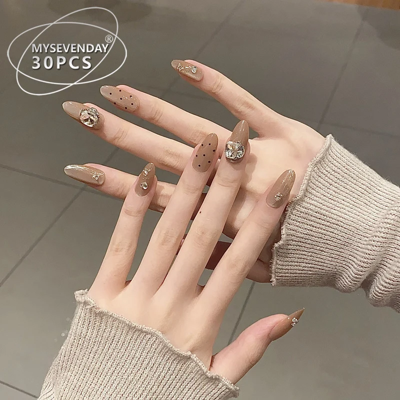 Elegant Stiletto Press-On Nail Set with Crystal Accents Stornfield