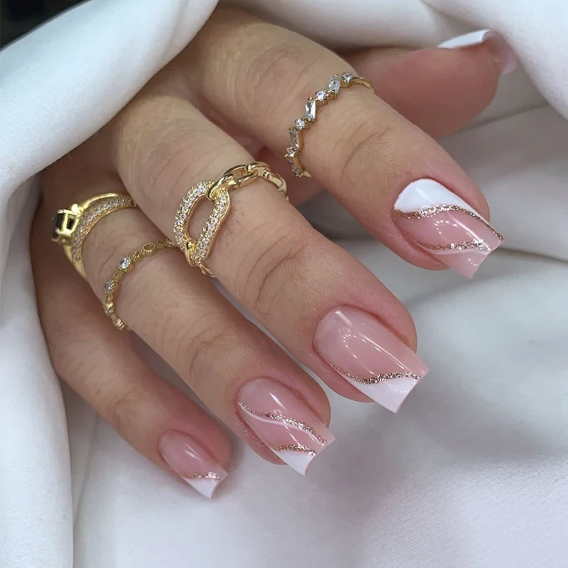 Elegant Stiletto Press-On Nail Art with Rhinestone Accents Stornfield