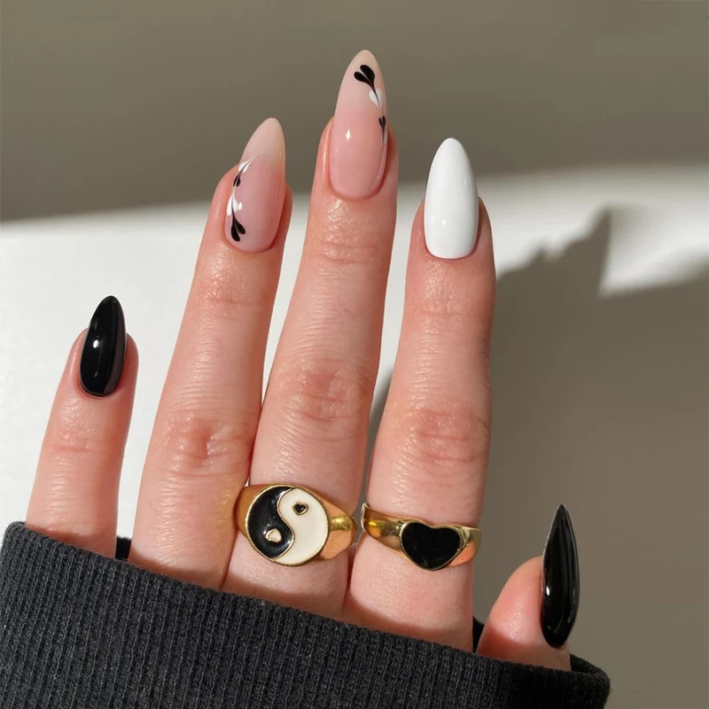 Elegant Stiletto Press-On Nail Art with Rhinestone Accents Stornfield