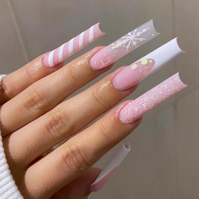 Elegant Stiletto Press-On Nail Art with Rhinestone Accents Stornfield