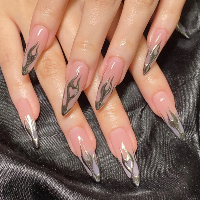 Elegant Stiletto Press-On Nail Art with Rhinestone Accents Stornfield