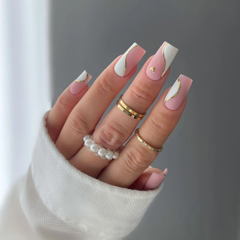Elegant Stiletto Press-On Nail Art with Rhinestone Accents Stornfield