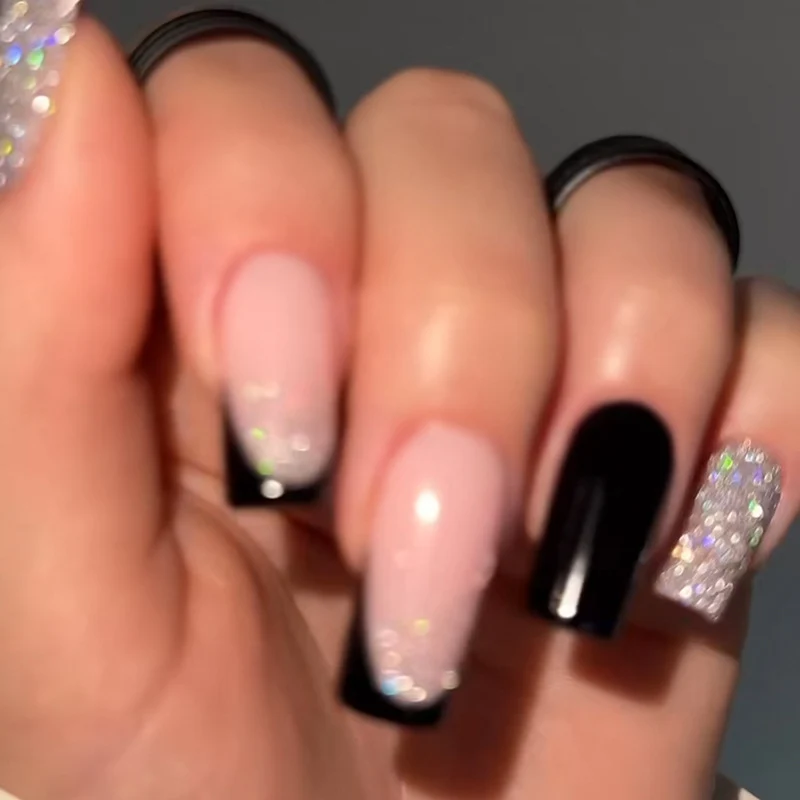 Elegant Stiletto Press-On Nail Art with Rhinestone Accents Stornfield