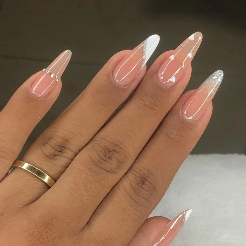 Elegant Stiletto Press-On Nail Art with Rhinestone Accents Stornfield
