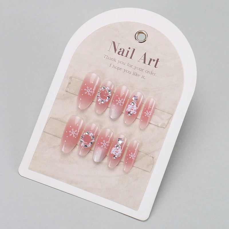Elegant Press-On Nail Tips with Gold Accents Stornfield
