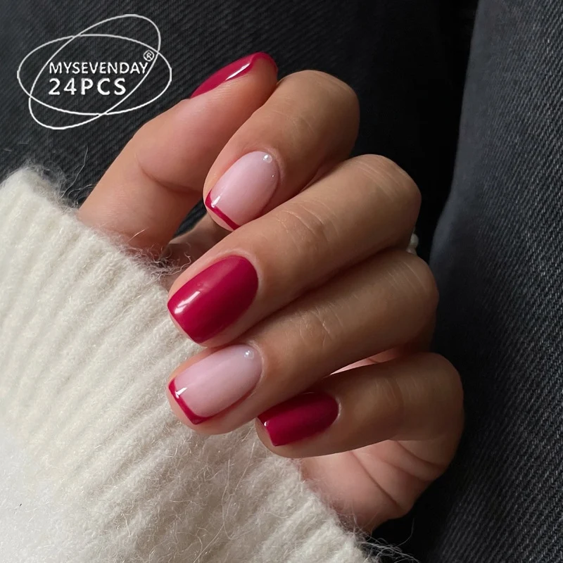 Elegant Press-On Nail Tips with French Tip Design Stornfield