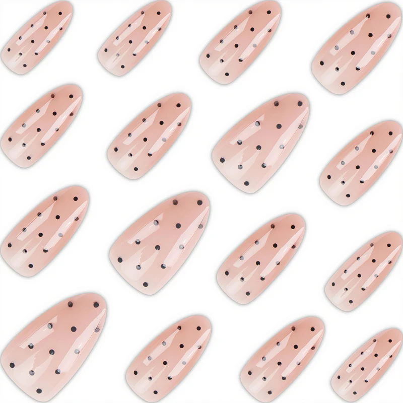 Elegant Press-On Nail Set with Stylish Polka Dot Design Stornfield