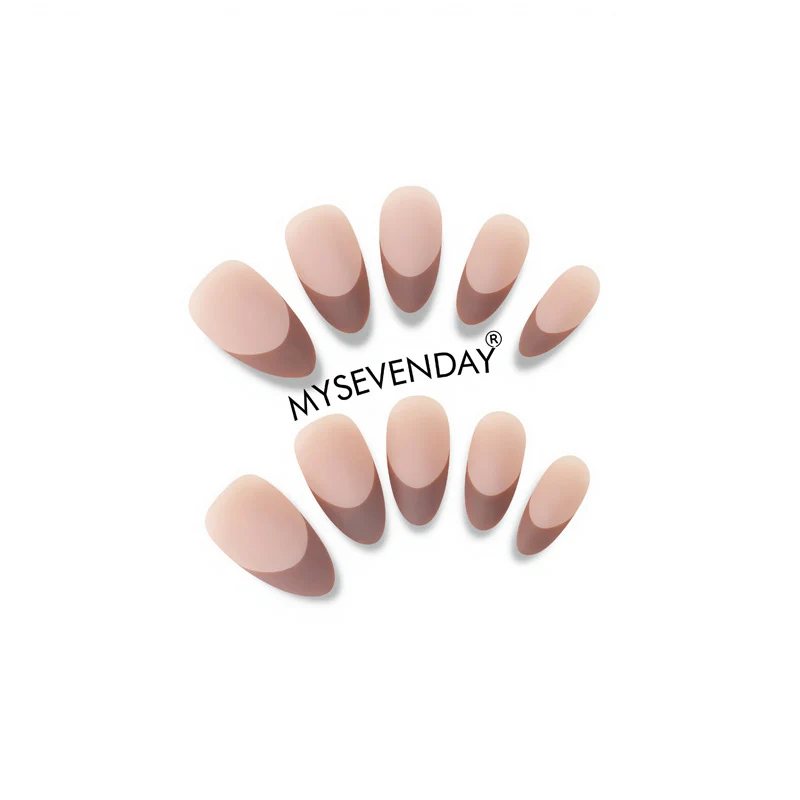 Elegant Press-On Nail Set with Stylish Half-Moon Design Stornfield