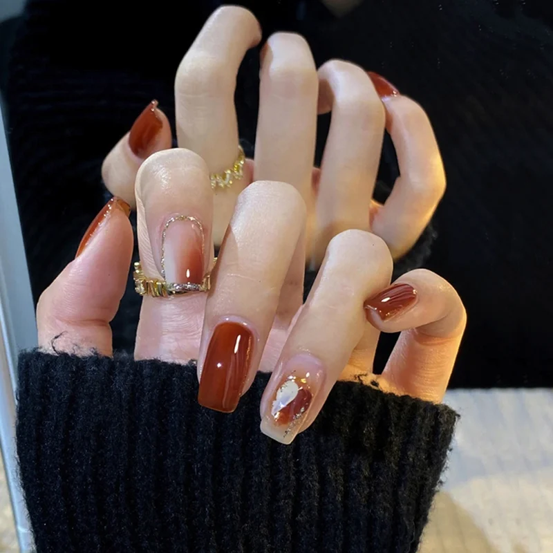 Elegant Press-On Nail Set with Sparkling Tip Accents Stornfield