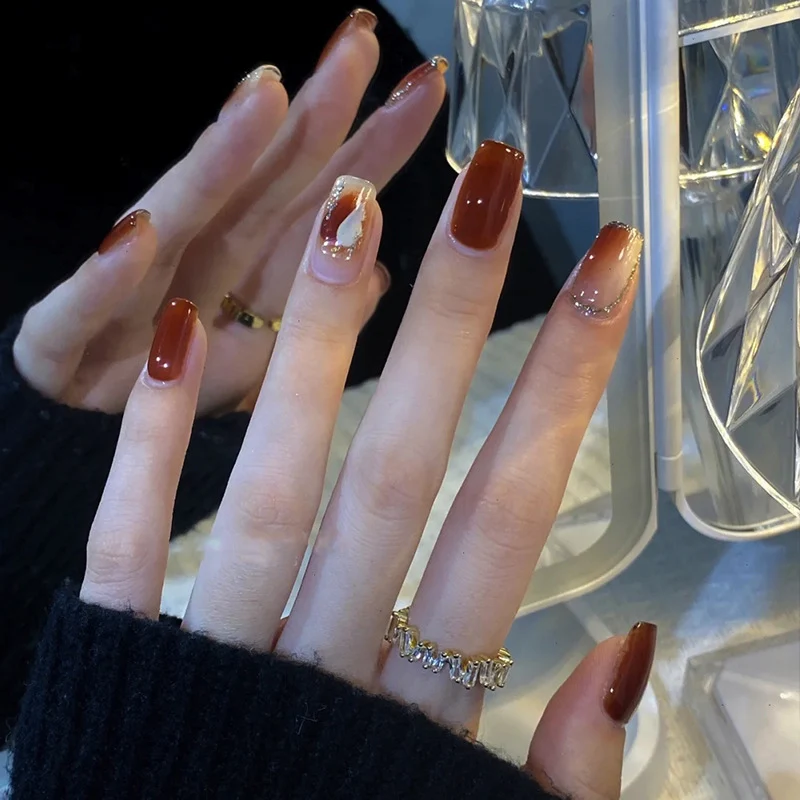 Elegant Press-On Nail Set with Sparkling Tip Accents Stornfield